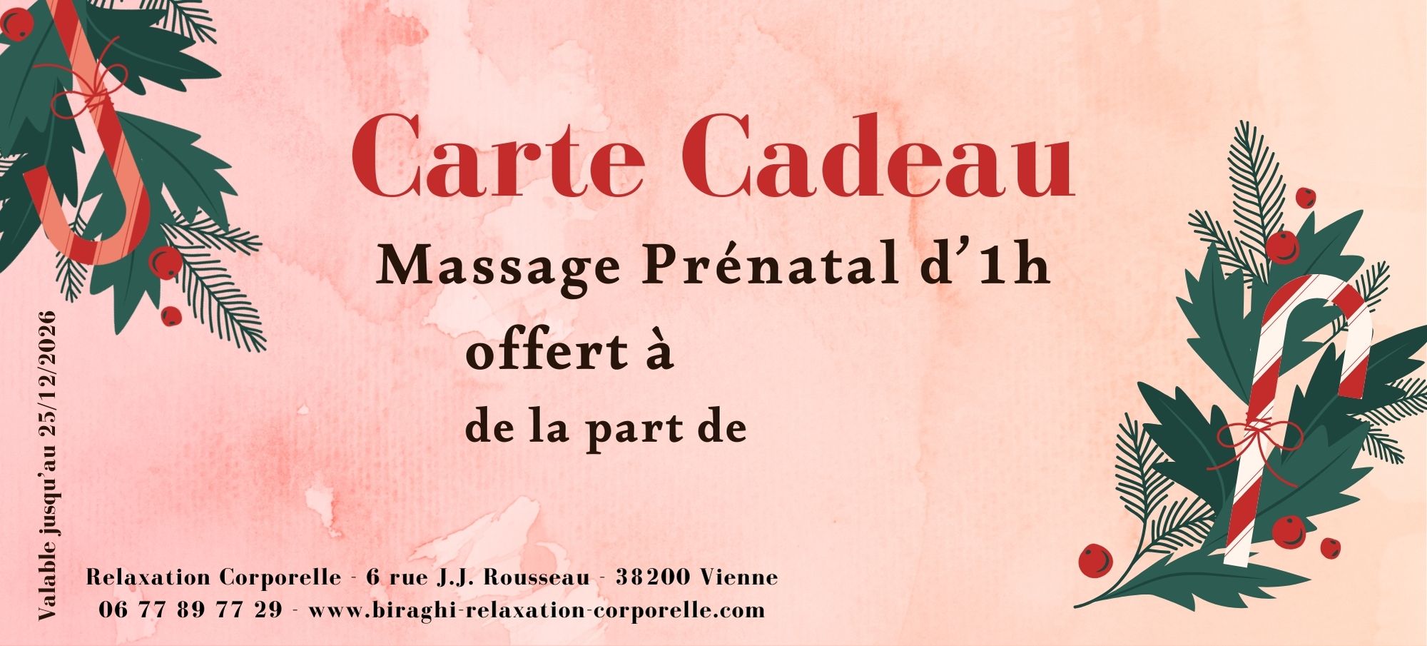Carte Cadeau Massage Prénatal d'1h